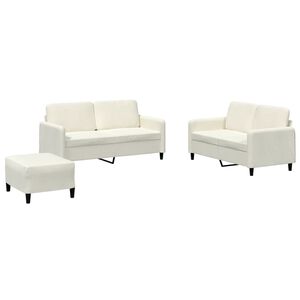 vidaXL 3-tlg. Sofagarnitur Creme Samt