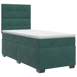 vidaXL Boxspringbett mit Matratze Dunkelgr&uuml;n 80 x 200 cm Samt