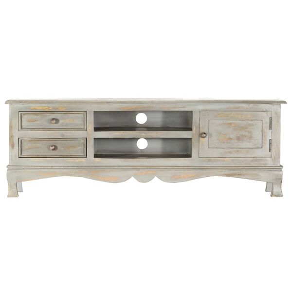 vidaXL TV-Schrank Grau 120&times;30&times;42 cm Massivholz Mango