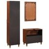 vidaXL Badezimmerschrank 3 pcs Braun und Schwarz Massivholz Mango