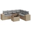 vidaXL 7-tlg. Garten-Sofagarnitur mit Kissen Beige Poly Rattan