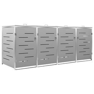 vidaXL M&uuml;lltonnenbox f&uuml;r 4 Tonnen 276,5x77,5x115 cm Edelstahl