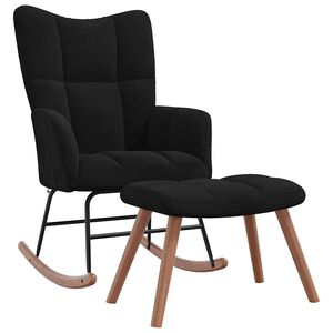vidaXL Schaukelstuhl mit Hocker Samt Schwarz