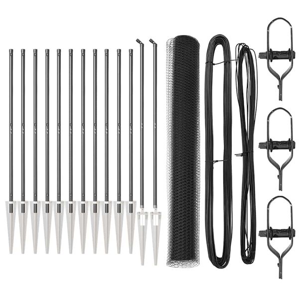 vidaXL Zaunpfosten Grau 25 x 1,2 m (13 mm Maschen) Stahl