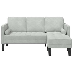 vidaXL Sofa Set mit Kissen Hellgrau Polyester