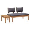 vidaXL Gartenbank 2 pcs Grau und Braun Massivholz Teak