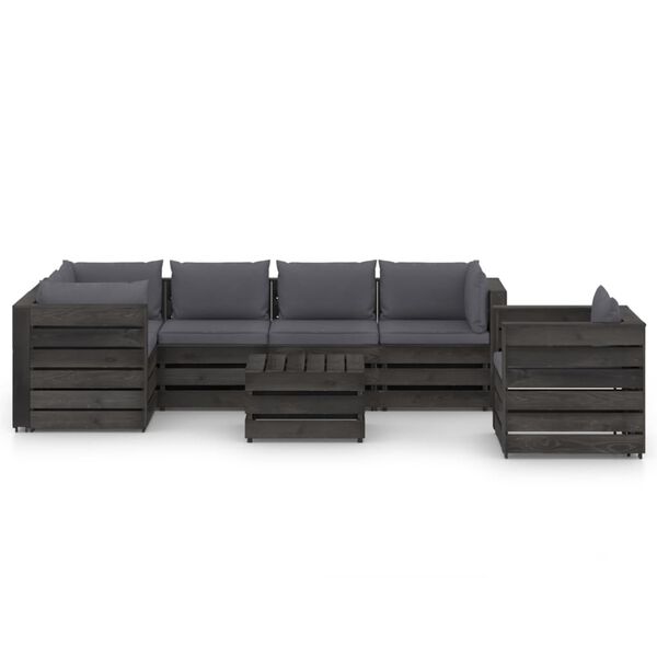 vidaXL 7-tlg. Garten-Lounge-Set mit Kissen Grau Impr&auml;gniertes Holz
