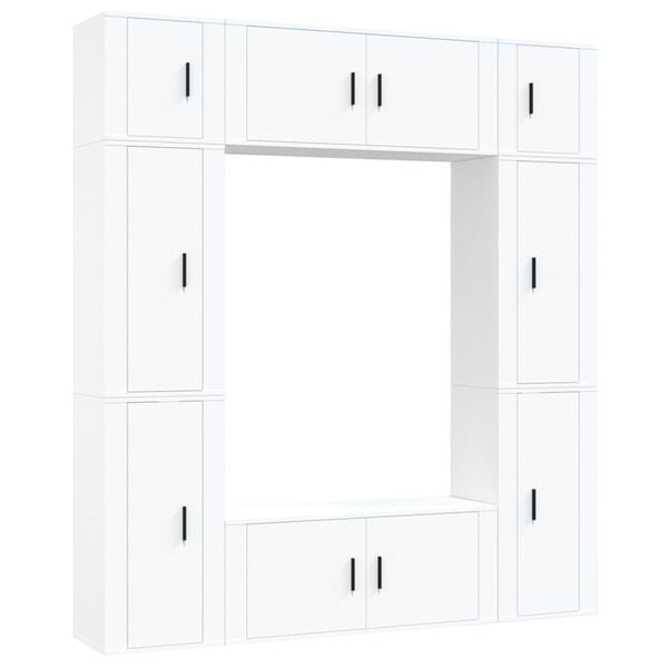 vidaXL 8-tlg. TV-Schrank-Set Weiß Holzwerkstoff