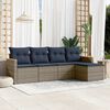 vidaXL 5-teiliges Gartensofa-Set mit Kissen, grau, Polyrattan