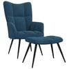 vidaXL Relaxsessel mit Hocker Blau Samt