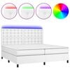 vidaXL Boxspringbett mit Matratze & LED Wei&szlig; 200x200 cm Kunstleder