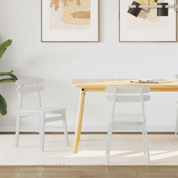 vidaXL Esszimmerstuhl 2 pcs Wei&szlig; Massives Gummiholz