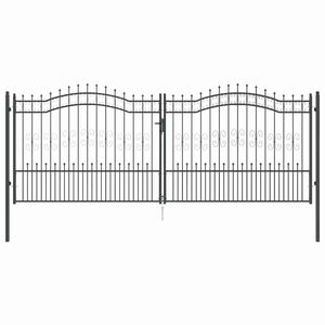 vidaXL Zauntor mit Speer-Top KAMPEN 404 x 150 cm Stahl Grau