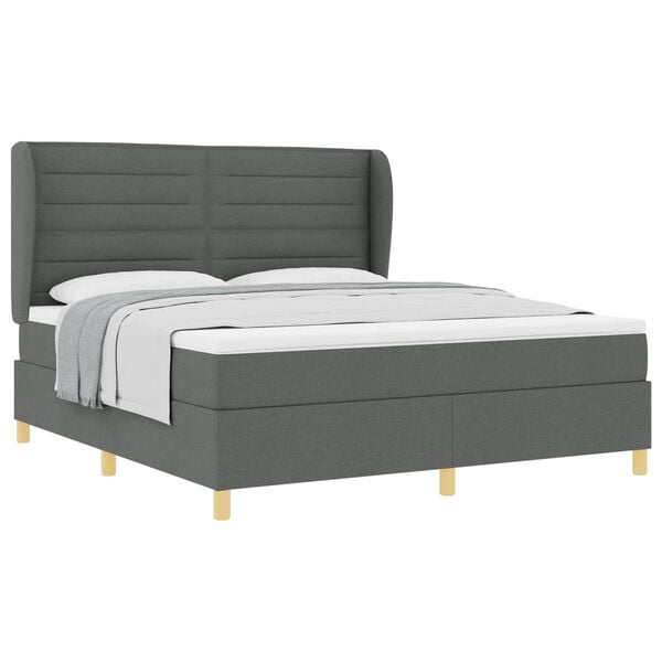 vidaXL Boxspringbett mit Matratze Dunkelgrau 90x190 cm Dunkelgrau
