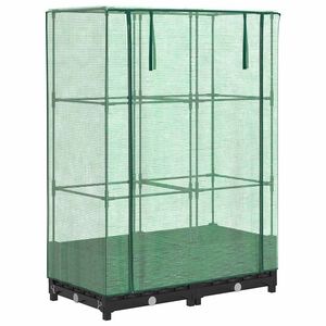 vidaXL Hochbeet mit Gew&auml;chshaus-Aufsatz Rattan-Optik 80x40x123 cm