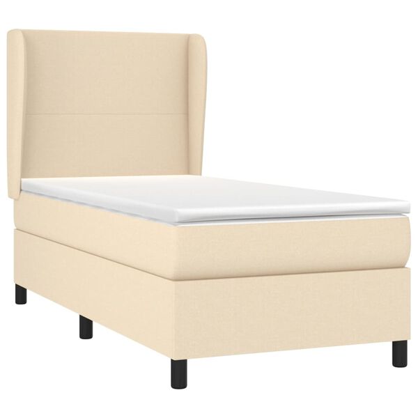 vidaXL Boxspringbett mit Matratze Creme 90x200 cm Stoff