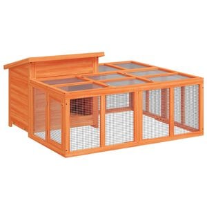 vidaXL Kaninchenstall Braun 144x123x67,5 cm Massivholz Kiefer