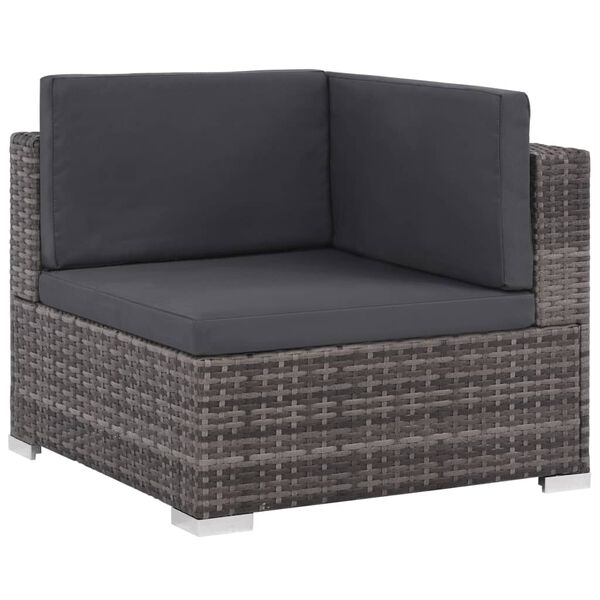 vidaXL 6-tlg. Garten-Lounge-Set mit Auflagen Poly Rattan Grau