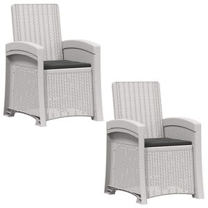 vidaXL Liegesessel Garten Rattan-Optik 2 pcs Wei&szlig; und Anthrazit PP