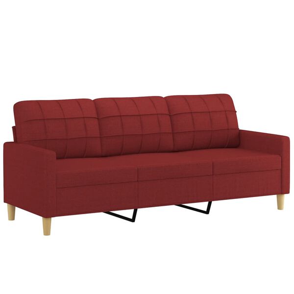vidaXL 3-Sitzer-Sofa Weinrot 180 cm Stoff