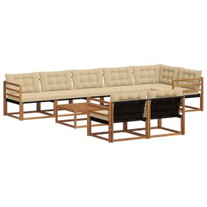 vidaXL Outdoor-Sofagarnitur mit Kissen 9 pcs Natur und Beige