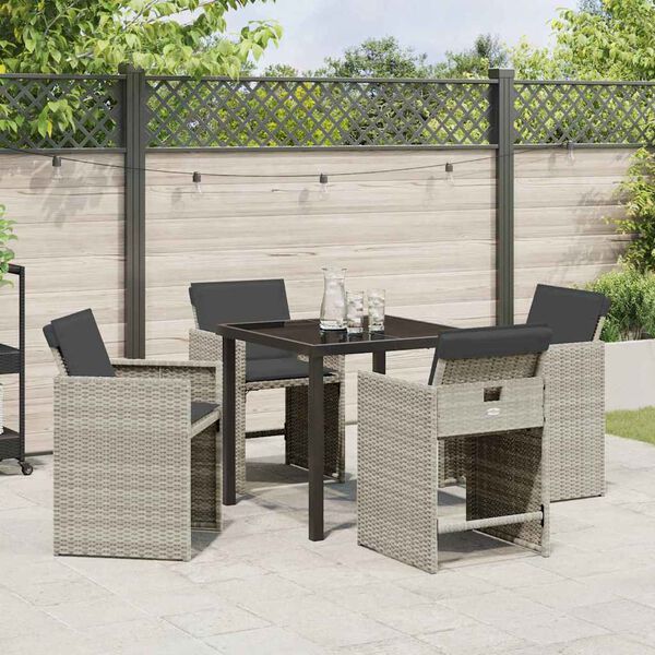 vidaXL Garten Essgruppe 5 pcs Hellgrau Poly-Rattan