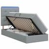 vidaXL LED-Speicherbett mit Matratze Hellgrau 90 x 190 cm Stoff