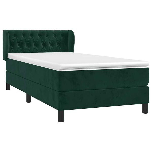 vidaXL Boxspringbett mit Matratze Dunkelgr&uuml;n 100x200 cm Samt