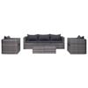 vidaXL 6-tlg. Garten-Sofagarnitur mit Polstern&Kissen Poly Rattan Grau