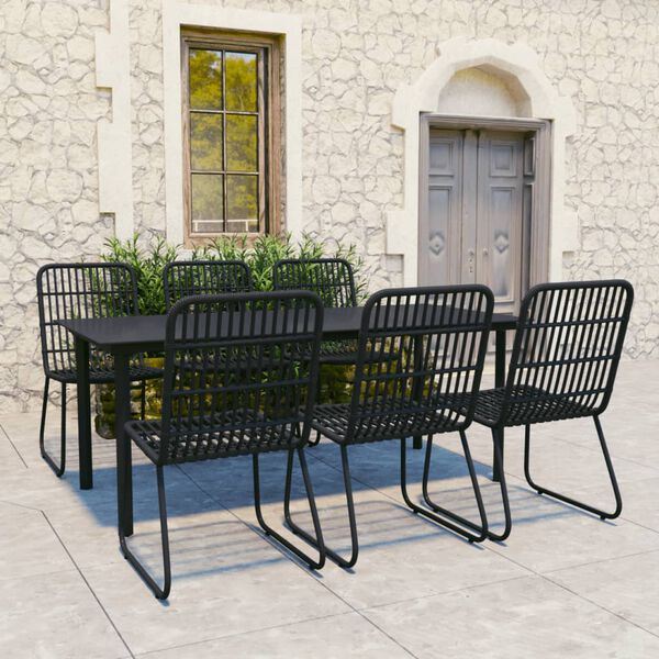 vidaXL 7-tlg. Garten-Essgruppe Poly Rattan und Glas