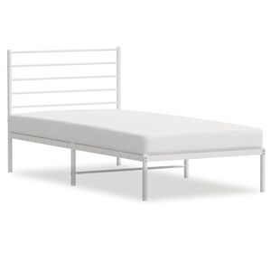 vidaXL Metallbett ohne Matratze mit Kopfteil Wei&szlig; 75x190 cm