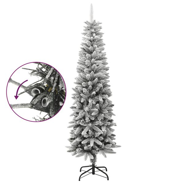vidaXL K&uuml;nstlicher Weihnachtsbaum Schlank mit Schnee 180 cm PVC & PE