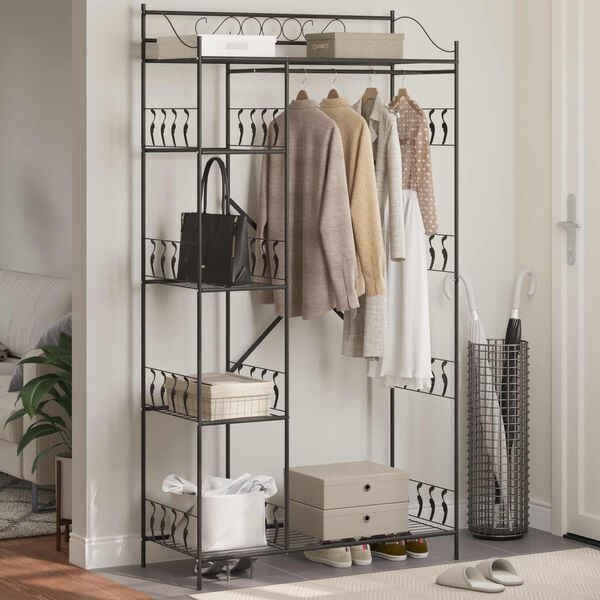 vidaXL Offener Kleiderschrank Schwarz 101 x 43 x 188 cm Stahl