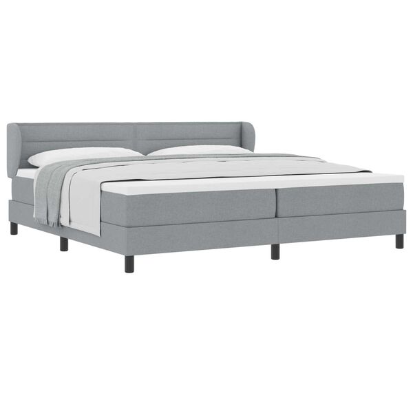 vidaXL Boxspringbett mit Matratze Hellgrau 200 x 200 cm Stoff