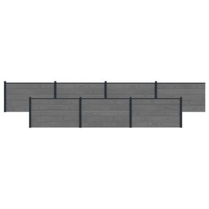 vidaXL Zaunelement 7 pcs WPC und Aluminium Grau