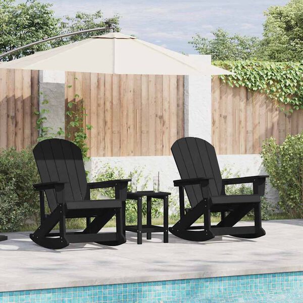 vidaXL Adirondack Schaukelstühle 2 pcs Schwarz HDPE