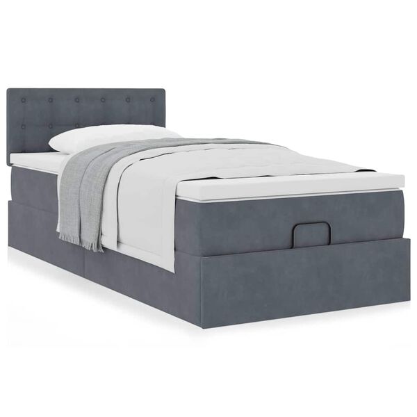 vidaXL Ottoman-Bett mit Matratze Dunkelgrau 100x200 cm Samt