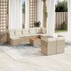 vidaXL 10-tlg. Garten-Sofagarnitur mit Kissen Beige Poly Rattan