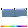 vidaXL H&auml;ngendes Kopfteil Mit LED Licht Blau Cordstoff