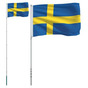 vidaXL Flagge Schwedens mit Mast 5,5 m Aluminium