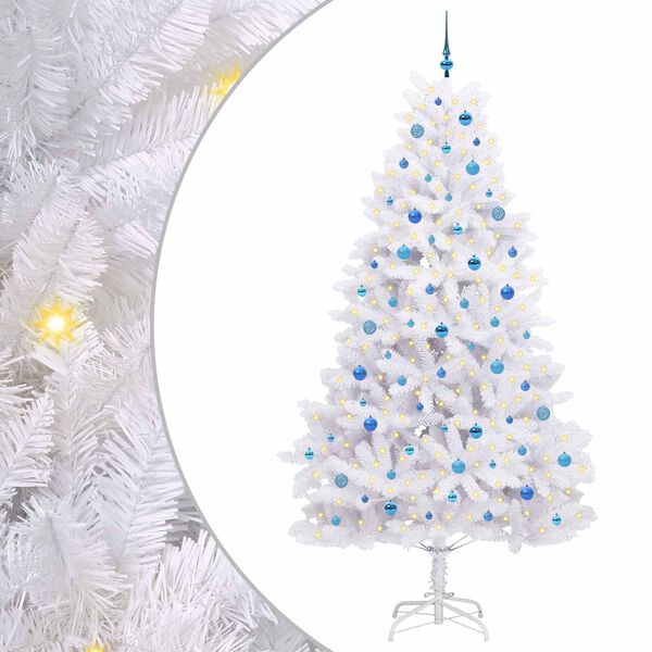 vidaXL K&uuml;nstlicher klappbarer Weihnachtsbaum Wei&szlig; 240 cm PVC und Stahl