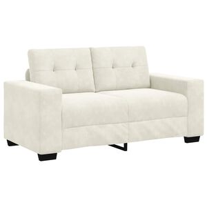 vidaXL | Zweisitzer-Sofa | mit Kissen Creme Samt