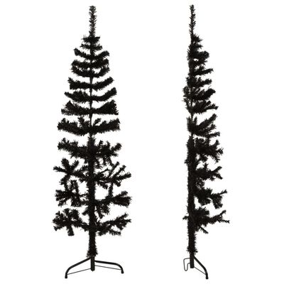 vidaXL Künstlicher Halb-Weihnachtsbaum Ständer Schlank Schwarz 150 cm
