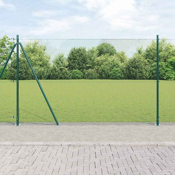 vidaXL Zaunpfosten Gr&uuml;n 25 x 1,5 m (19 x 19 mm Masche) Stahl