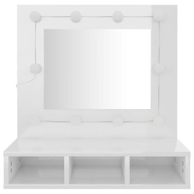vidaXL Spiegelschrank mit LED Hochglanz-Weiß 60x31,5x62 cm