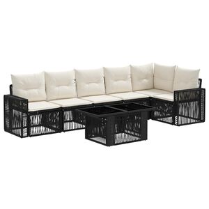vidaXL Gartensofa-set 7 stk. 6-Sitzanzahl Schwarz und Cremewei&szlig;