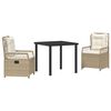 vidaXL Garten Essgruppe 3 stk. Beige und Cremewei&szlig; Poly-Rattan