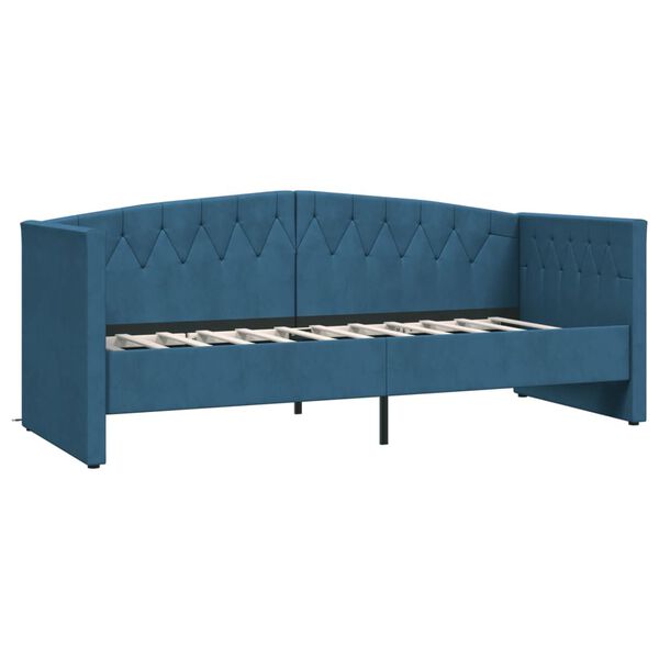 vidaXL Tagesbett USB Blau Samt 90x200 cm