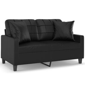 vidaXL 2-Sitzer-Sofa mit Zierkissen Schwarz 120 cm Kunstleder