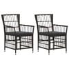 vidaXL Gartenst&uuml;hle 2 stk. Schwarz PE Rattan, Stahl und Polyesterstoff